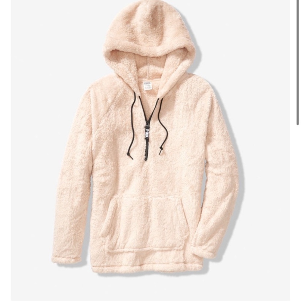 VS PINK Sherpa pullover hoodie large EUC
